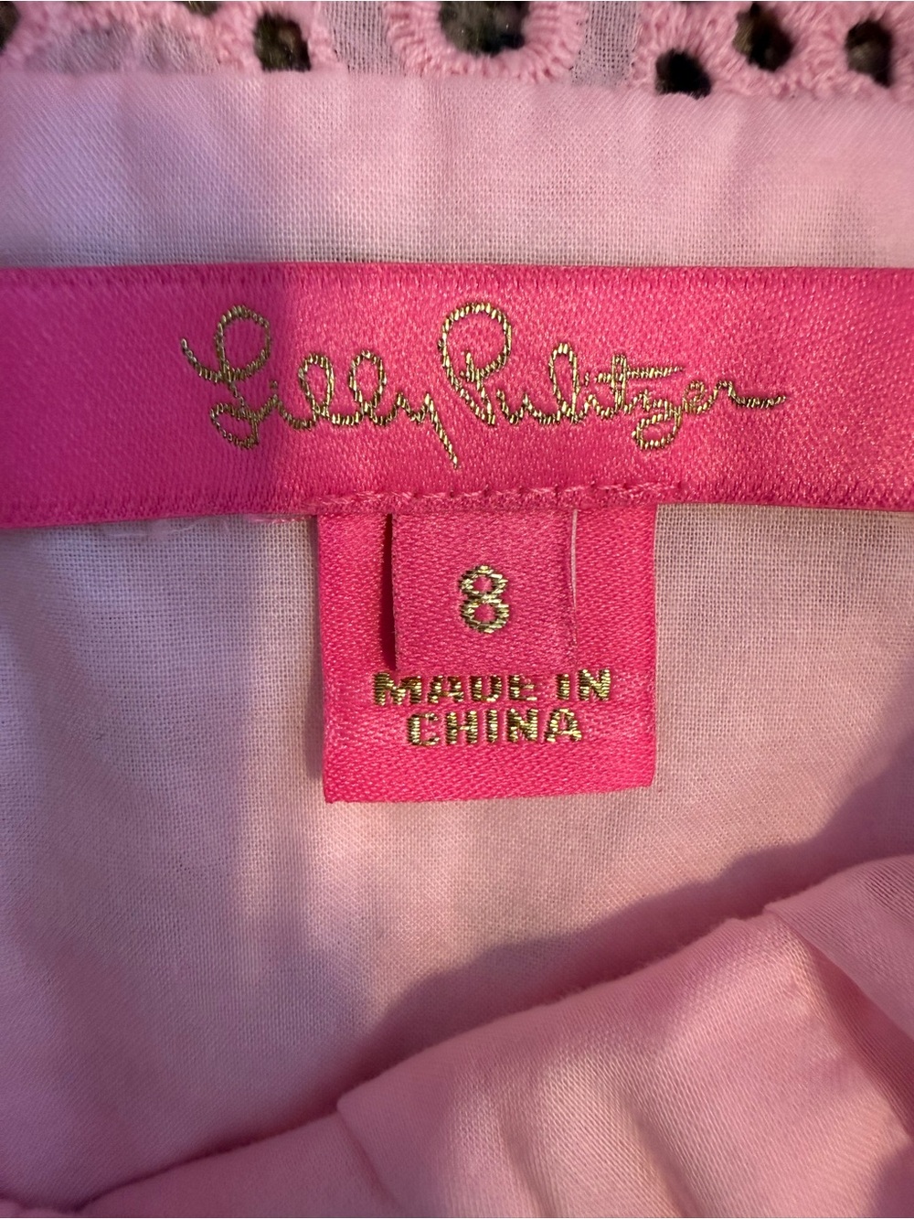Lilly Pulitzer Pink Eyelet Peplum Bow Shoulder Top - Picture 4 of 8